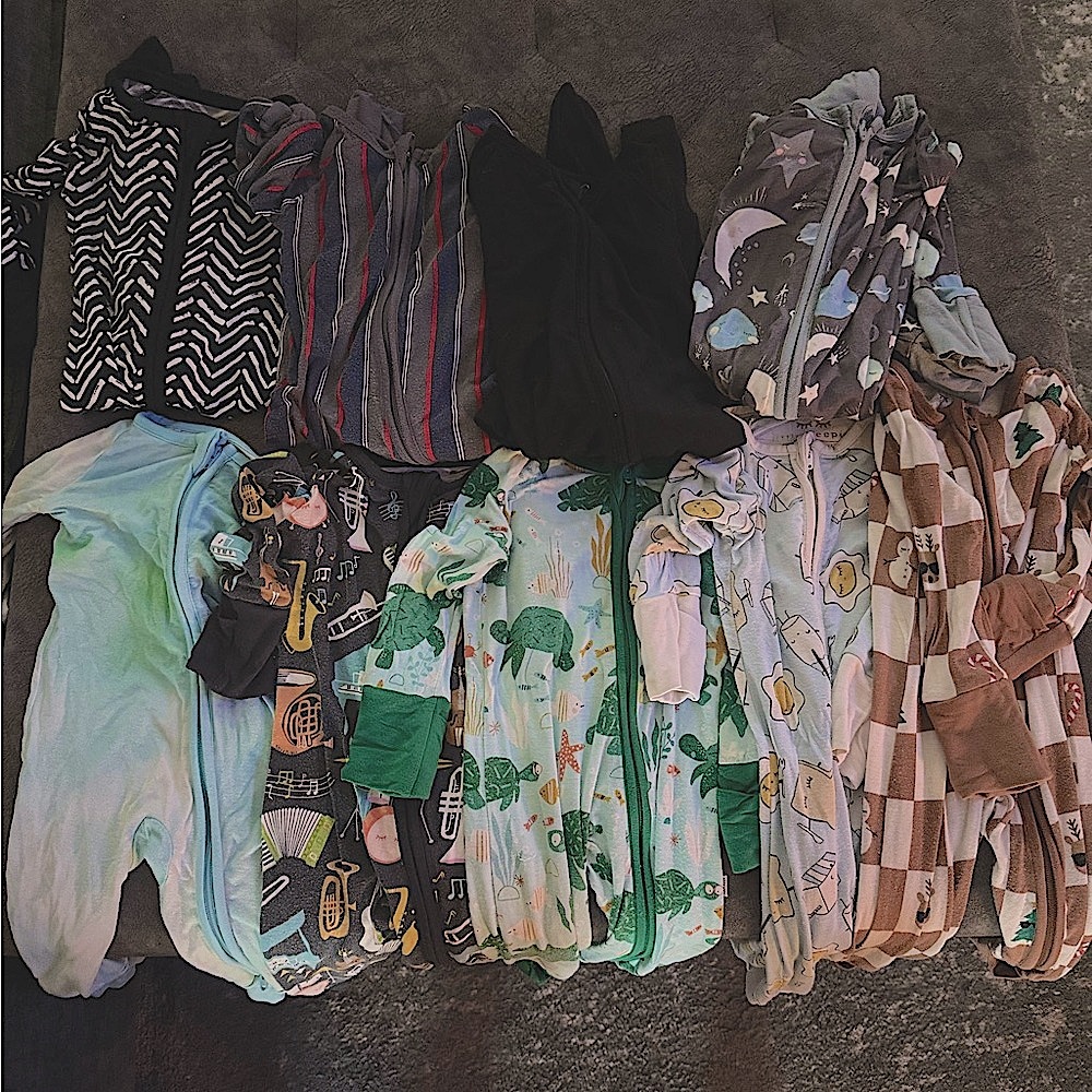 Little sleepies lot of 9 bamboo pajama onesies  0-3 months